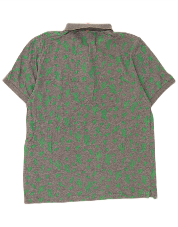 Sun68 Herren-Poloshirt mit abstraktem Muster, mittelgraue Baumwolle