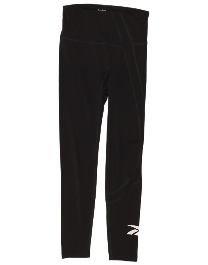 Reebok Damen Leggings UK 8/10 Small Schwarz Polyester