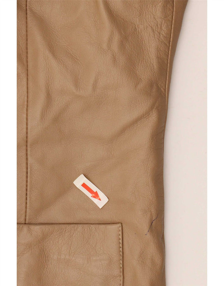 Vintage Damen 2 Knopf Leder Blazer Jacke IT 48 XL Beige