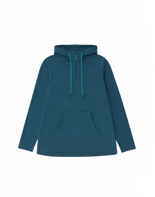 Mountain Warehouse Damen-Fleecepullover mit Kapuze und Reißverschluss am Kragen, Gr. 16, Blau