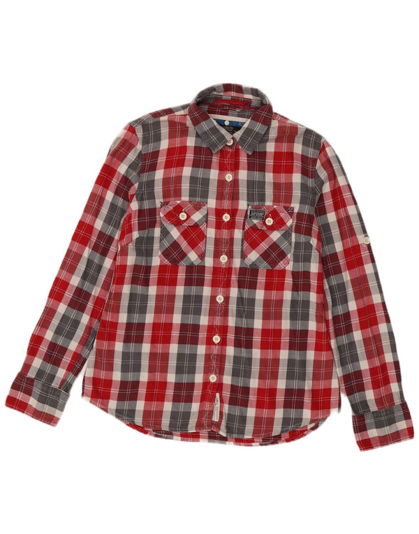 Superdry Damen-Flanellhemd, UK 18, XL, rot kariert, Baumwolle
