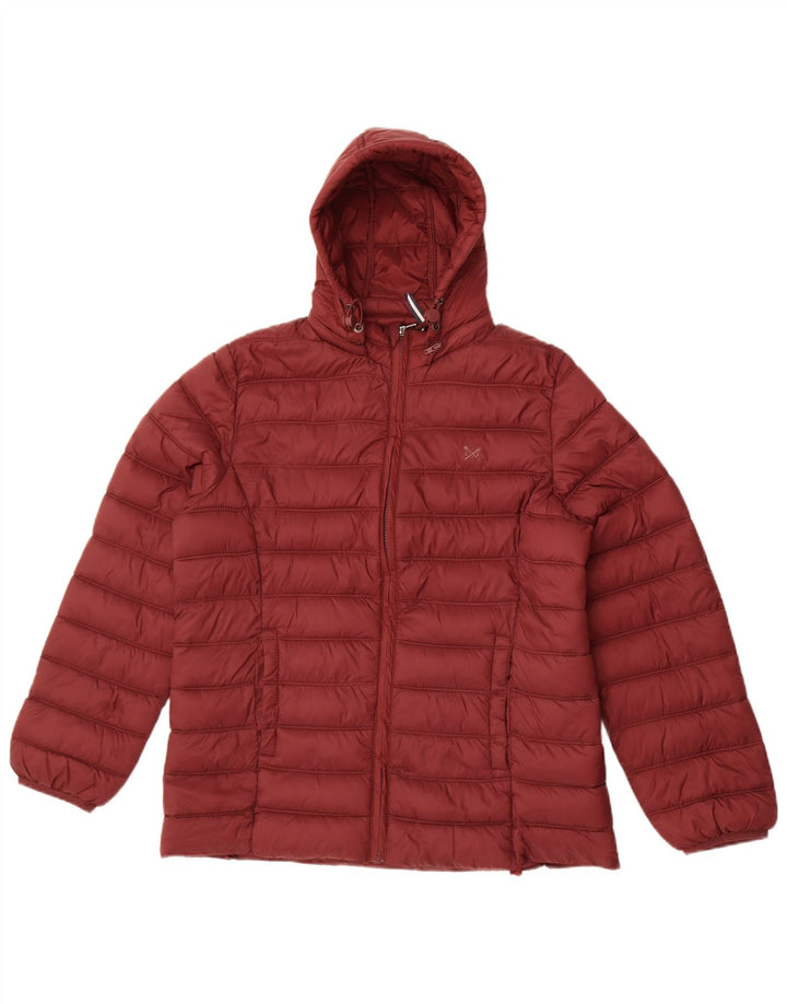 Crew Clothing Wattierte Damenjacke mit Kapuze, UK 12, Mittelbordeauxrot, Polyamid