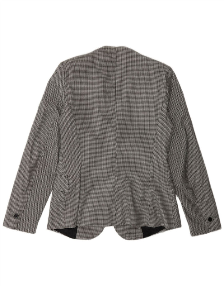 Zara Damen 1-Knopf-Blazerjacke EU 36 XS Graues Hahnentritt-Polyester