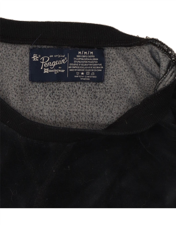 PENGUIN Womens Sweatshirt Jumper UK 14 Medium Navy Blue Colourblock Cotton Vintage Penguin and Second-Hand Penguin from Messina Hembry 