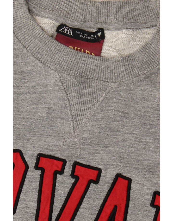 Zara Damen-Sweatshirt „Harvard Graphic“ in Übergröße, Gr. 10, Größe S, Grau