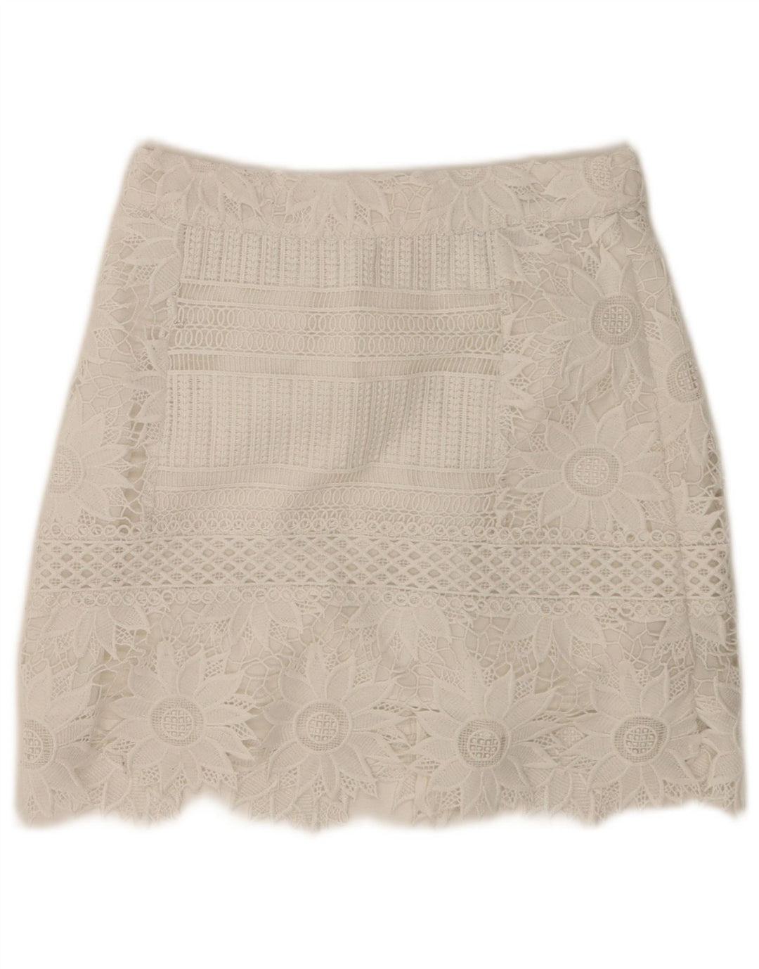 Topshop Damen Minirock UK 8 Small W28 Weiß geblümtes Polyester