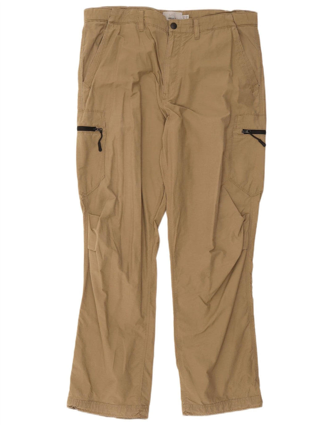 Marks & Spencer Herren-Cargohose in normaler Passform, W36, L31, Beige, Baumwolle