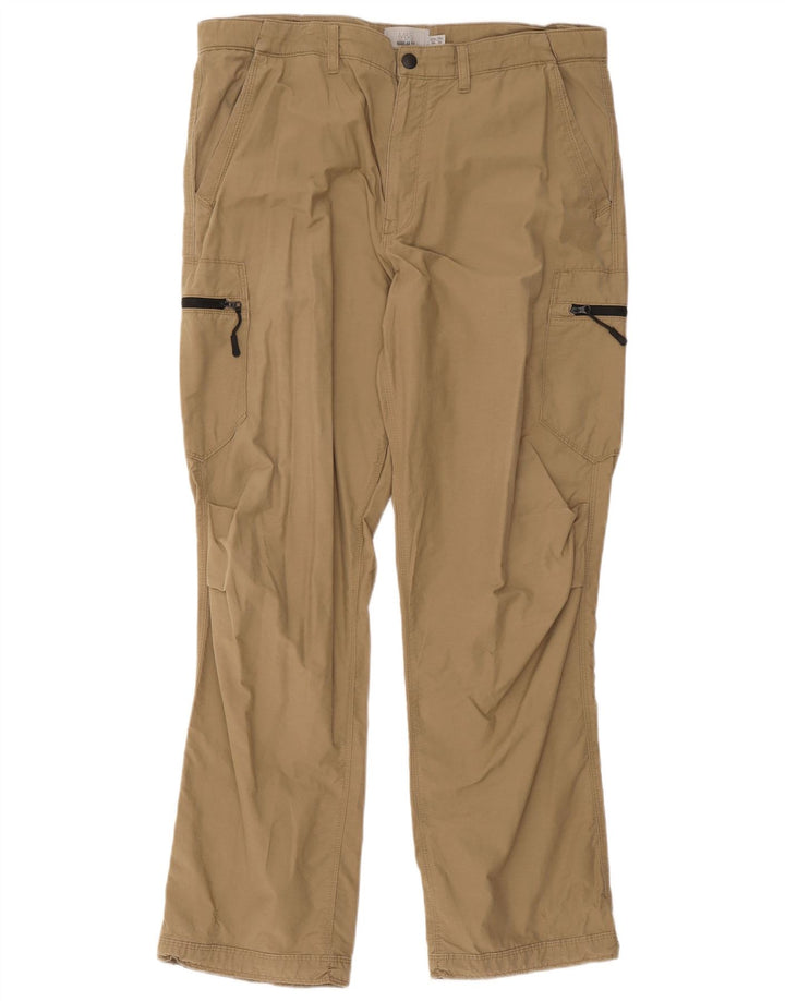 Marks & Spencer Herren-Cargohose in normaler Passform, W36, L31, Beige, Baumwolle