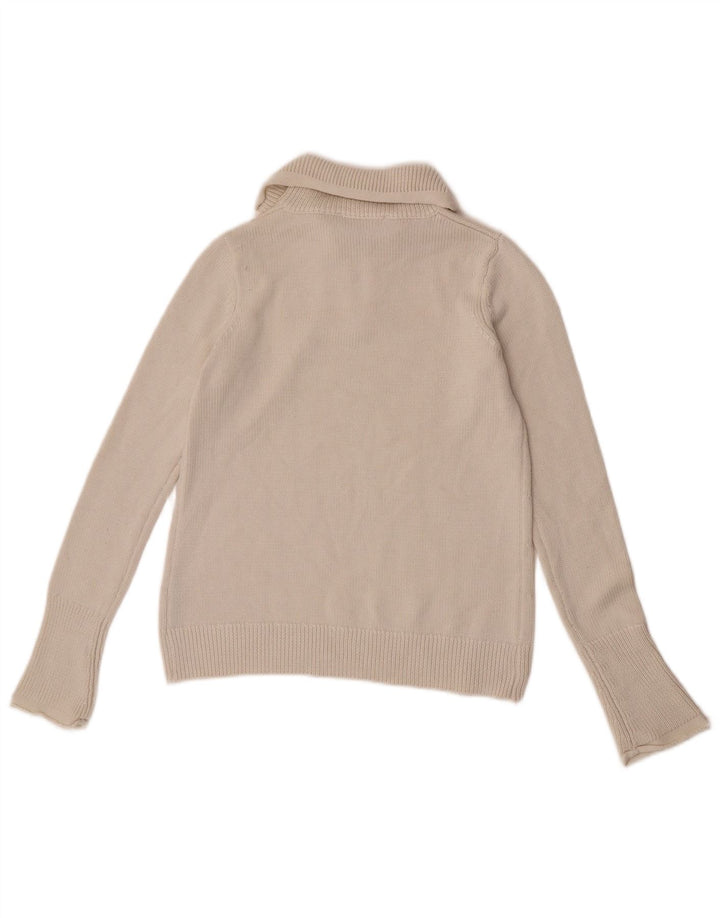 Zara Damen Pullover mit Reißverschluss am Hals, UK 12, Mittelweiß