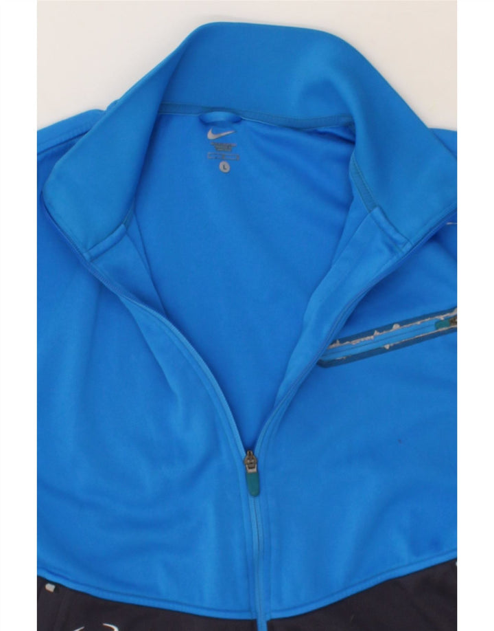 NIKE Mens Tracksuit Top Jacket Large Blue Colourblock Polyester Vintage Nike and Second-Hand Nike from Messina Hembry 