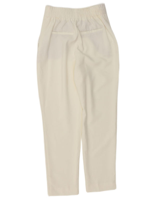 Zara Damen High Waist Tapered Freizeithose XS W24 L27 Weiß Polyester