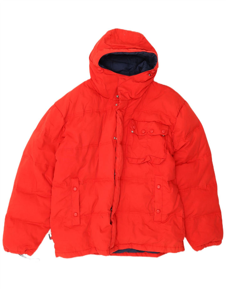 Tommy Hilfiger Herren-Jacke mit Kapuze, gepolstert, UK 40, Größe L, Rot, Polyester