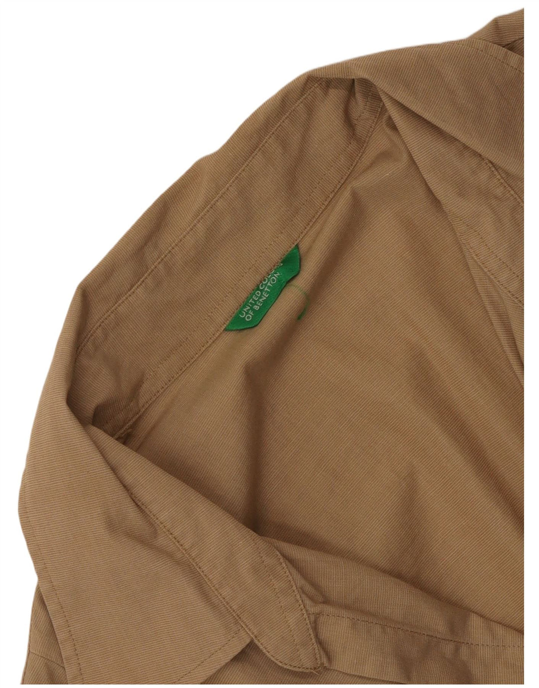 Benetton Damen-Hemdbluse mit 3/4-Ärmeln, UK 12, Mittelbeige