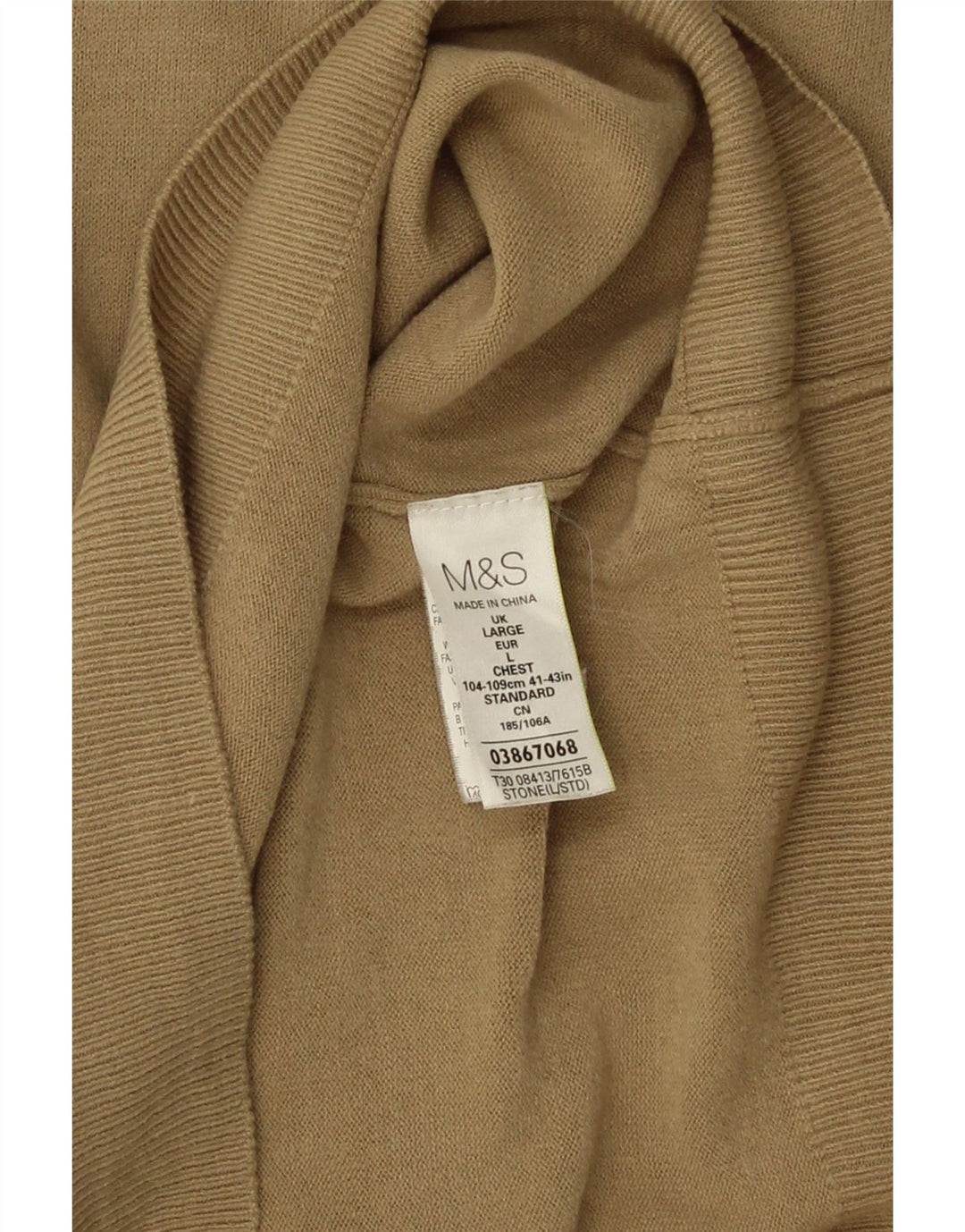 Marks & Spencer Herren-Pullover mit V-Ausschnitt, groß, beige, Acryl