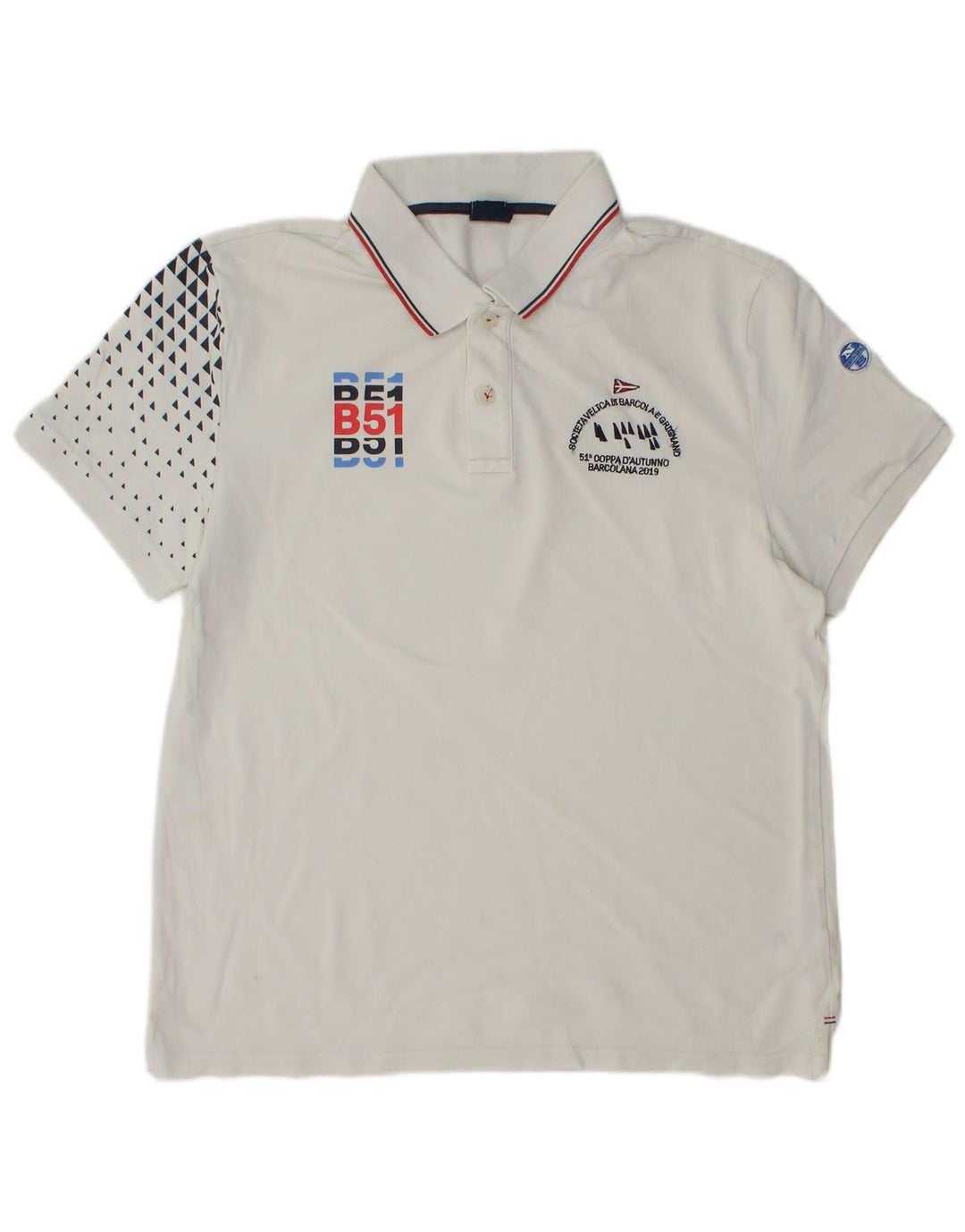 North Sails Herren-Poloshirt mit grafischer regulärer Passform, groß, weiß gepunktet, Baumwolle