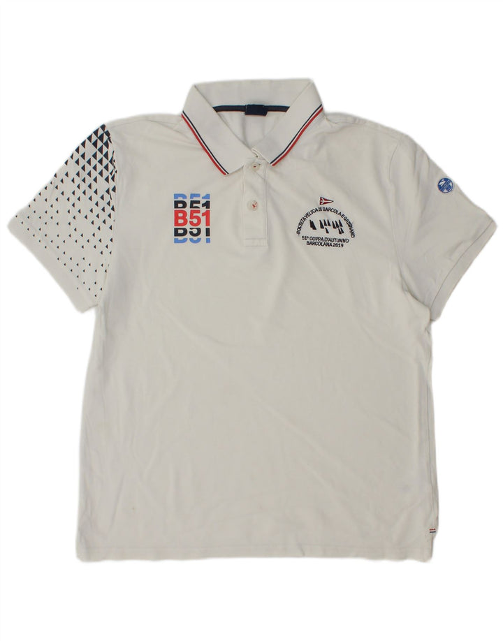 North Sails Herren-Poloshirt mit grafischer regulärer Passform, groß, weiß gepunktet, Baumwolle
