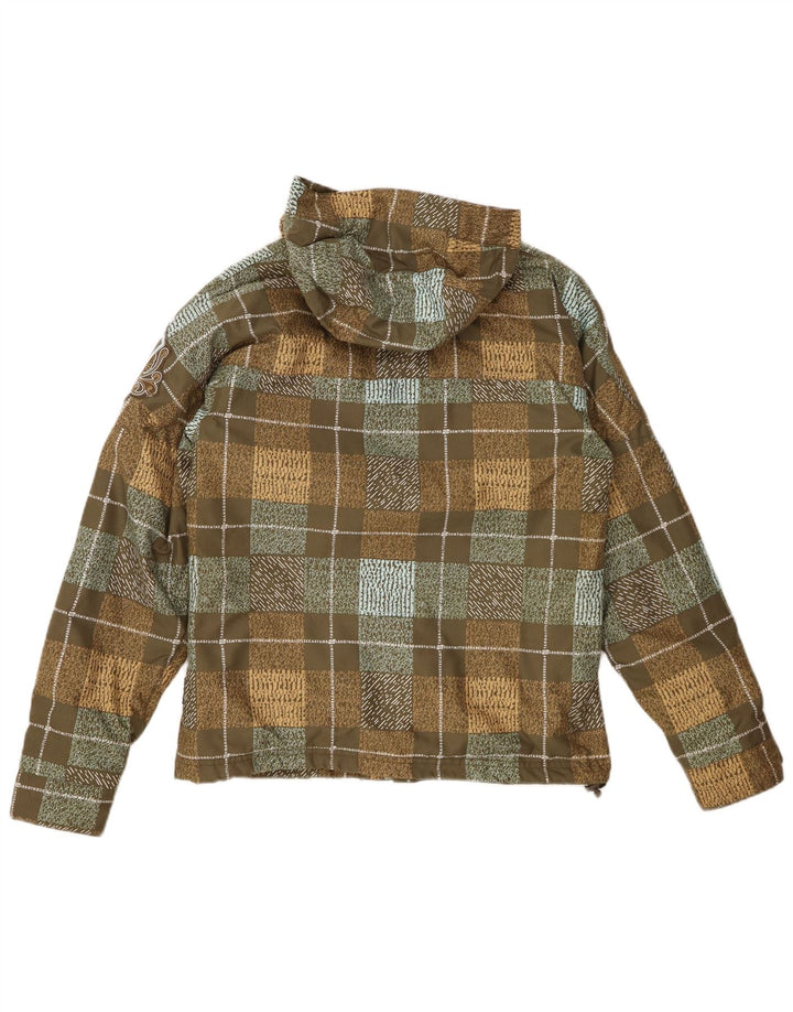 BILLABONG Womens Graphic Hooded Windjacke EU 36 Small Khaki Check