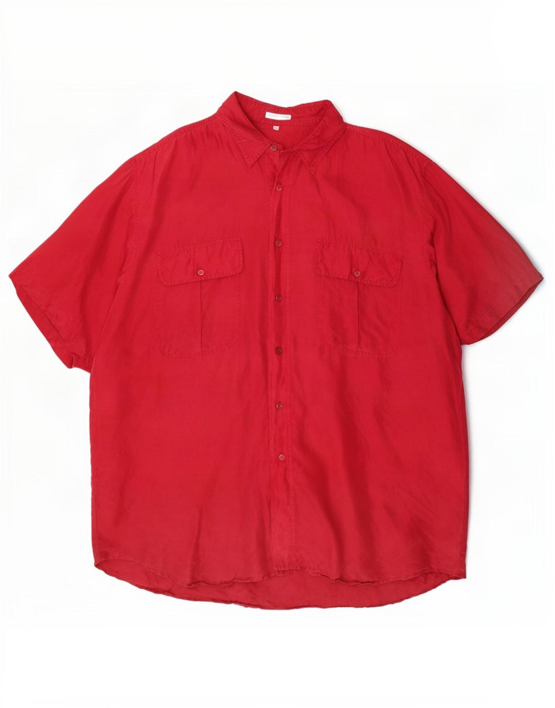 Vintage Herren Kurzarmhemd XL Rote Seide