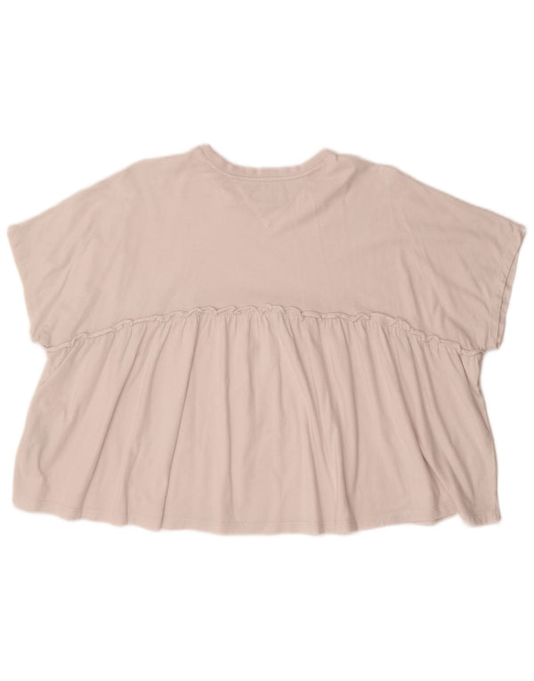 Tommy Hilfiger Damen Crop Oversize T-Shirt Top UK 10 Small Off White