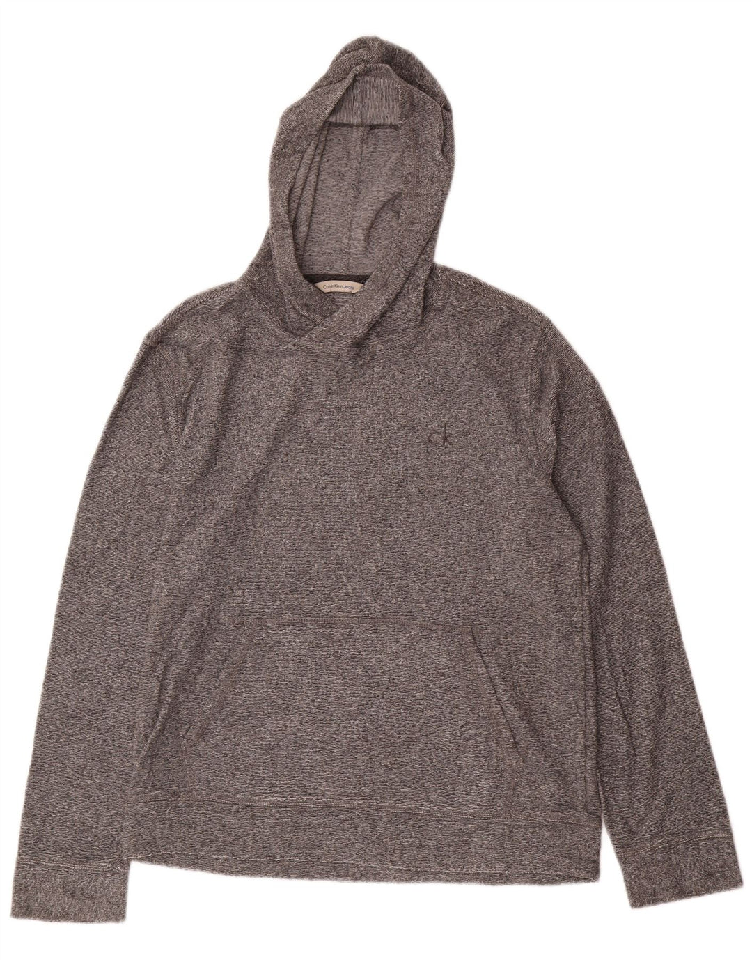 CALVIN KLEIN JEANS Damen Kapuzenpullover UK 14 Mittelgrau gefleckte Baumwolle