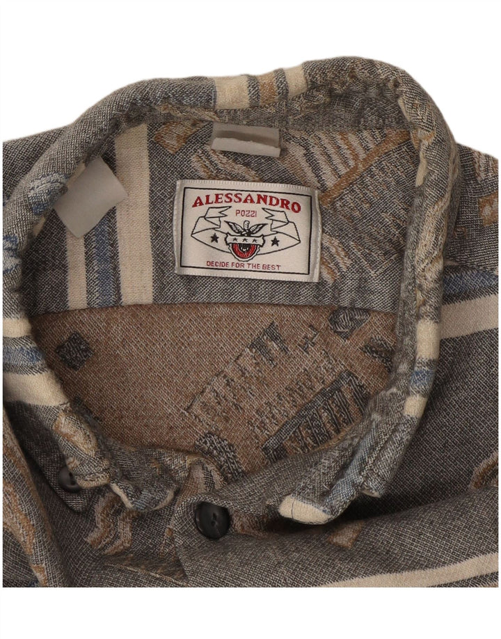 Vintage Herren Flanellhemd groß grau gestreift