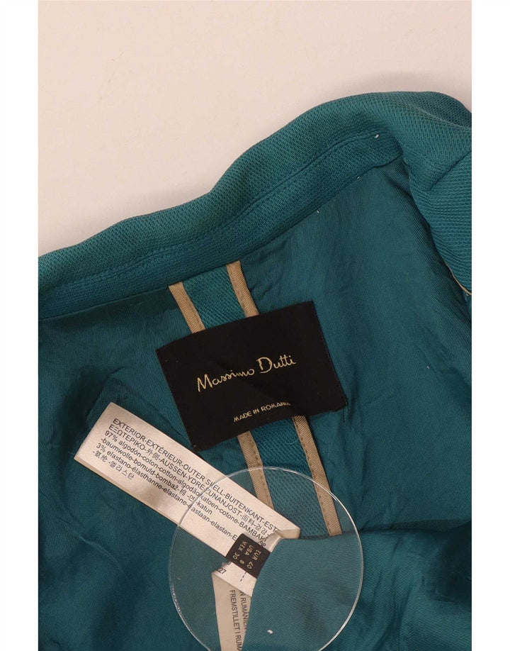 Massimo Dutti Damen 1-Knopf-Blazerjacke EU 40 Mittelblaue Baumwolle