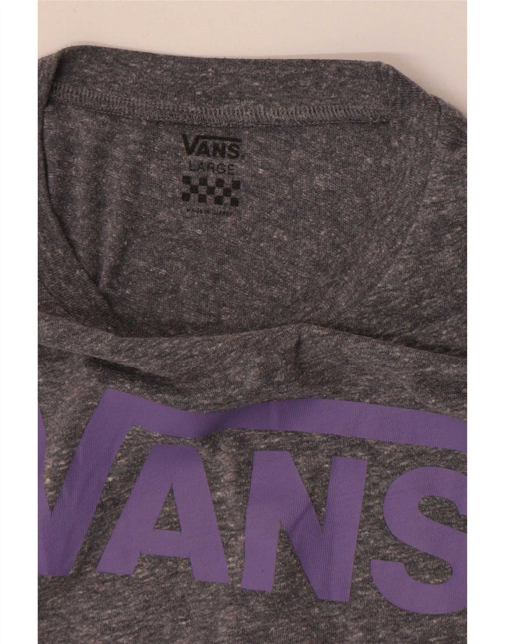 Vans Damen Grafik-T-Shirt-Oberteil UK 14 Large Grau meliert