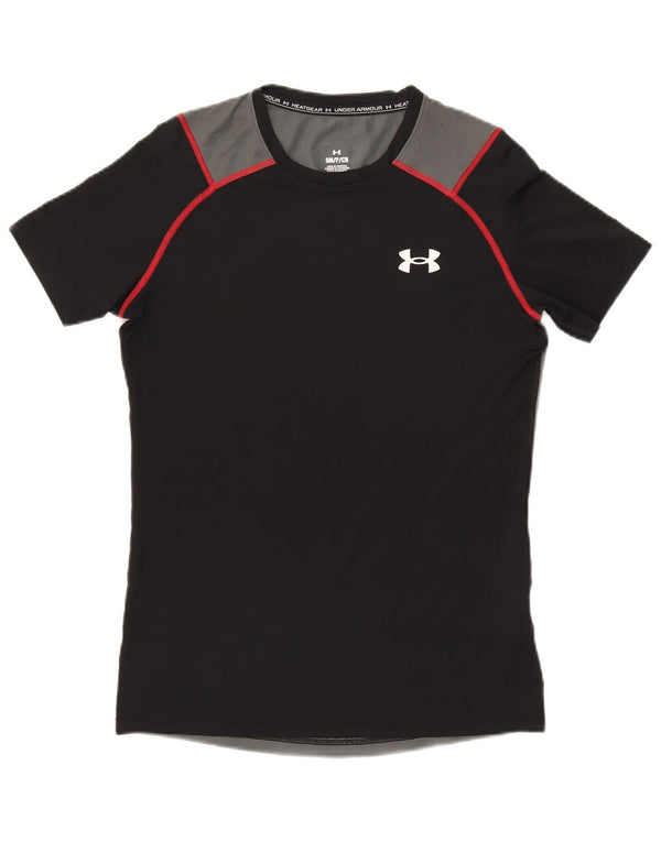 Under Armour Mens T-Shirt Top Small Black Colourblock Polyester