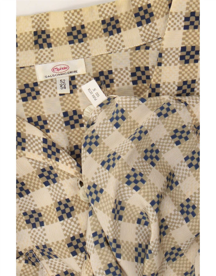 Cherie Damen-Hemd IT 52/54 2XL Beige karierte Seide