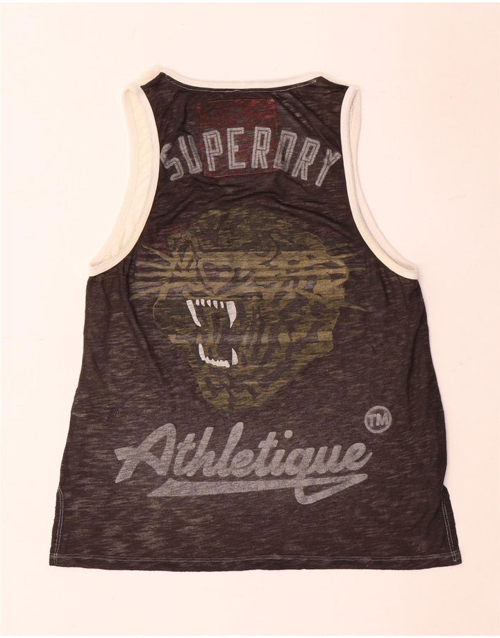 Superdry Damen Grafik-Trägershirt UK 10 Small Graues Colourblock-Polyester
