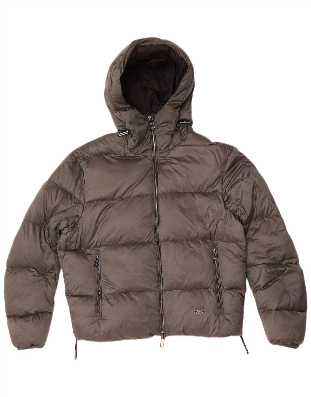 Emporio Armani Herren-Kapuzenjacke, wattiert, IT 50, mittelgraues Polyamid