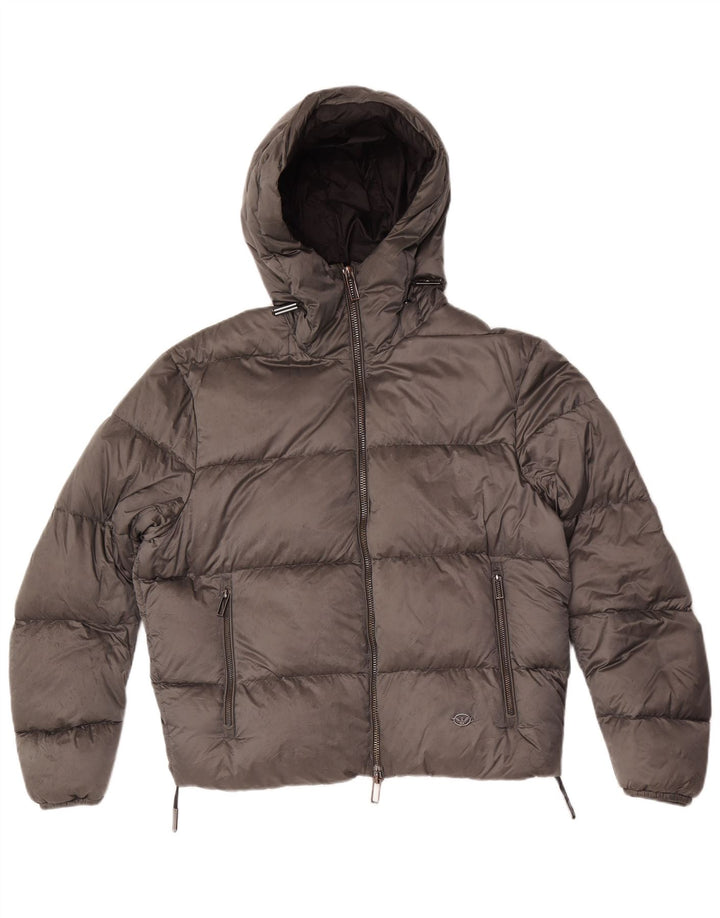 Emporio Armani Herren-Kapuzenjacke, wattiert, IT 50, mittelgraues Polyamid