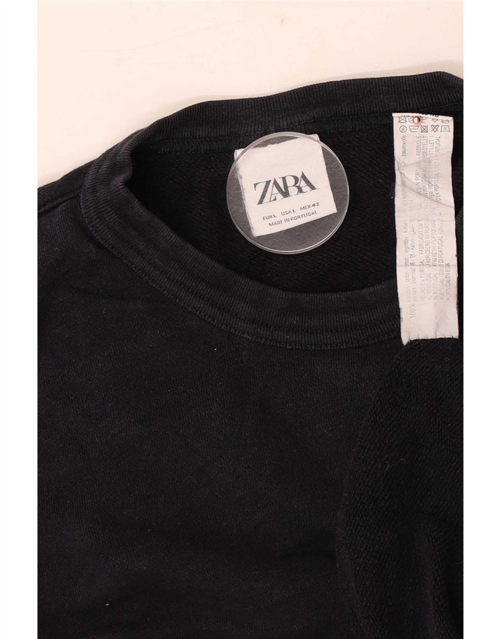 Zara Herren-Sweatshirt-Pullover, groß, schwarze Baumwolle
