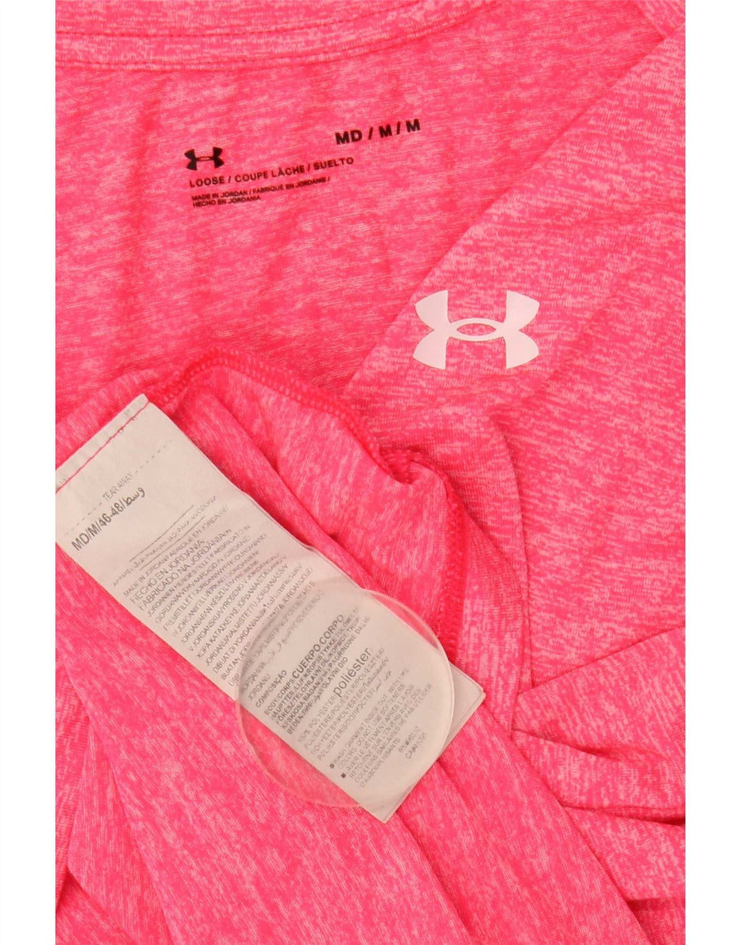 Under Armour Damen-Grafik-T-Shirt-Oberteil UK 12 Mittelrosa meliertes Polyester