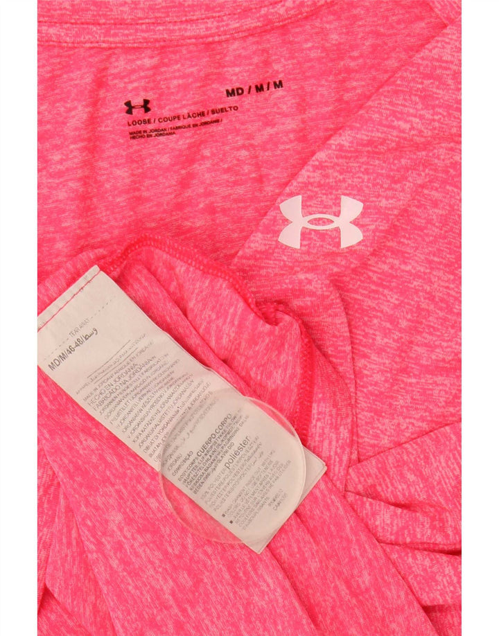Under Armour Damen-Grafik-T-Shirt-Oberteil UK 12 Mittelrosa meliertes Polyester