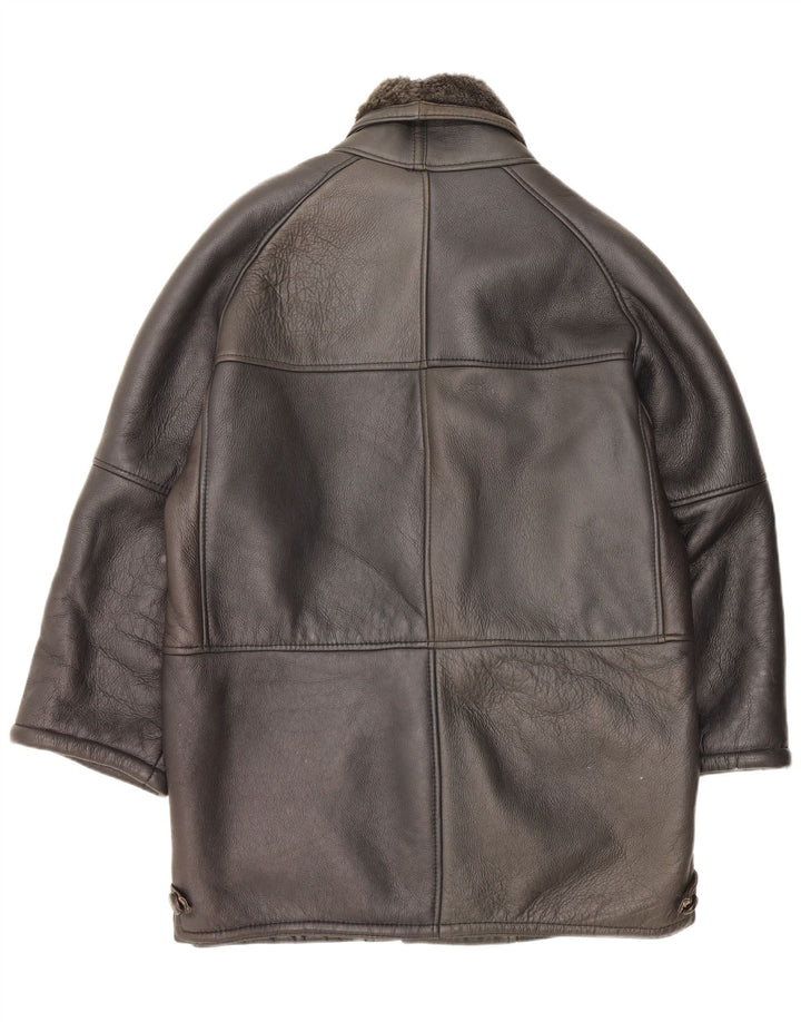 Vintage Herren Shearling Overcoat UK 42 XL Schwarz