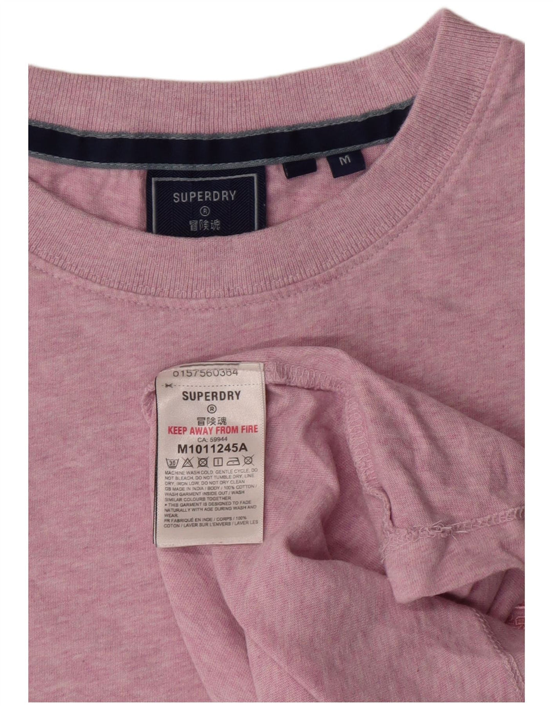 SUPERDRY Herren T-Shirt-Oberteil aus mittelrosa Baumwolle