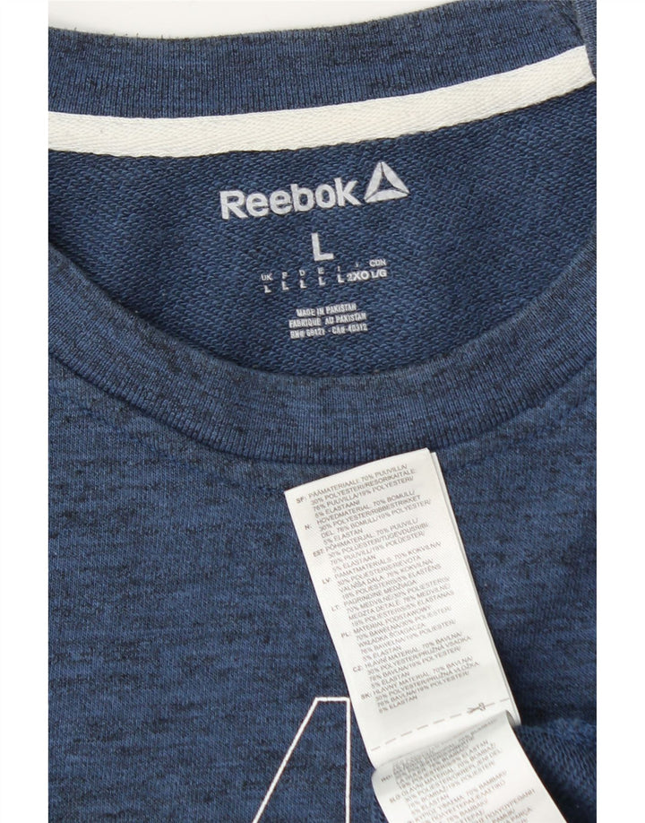 Reebok Herren-Sweatshirt mit Grafik, groß, marineblau gesprenkelte Baumwolle