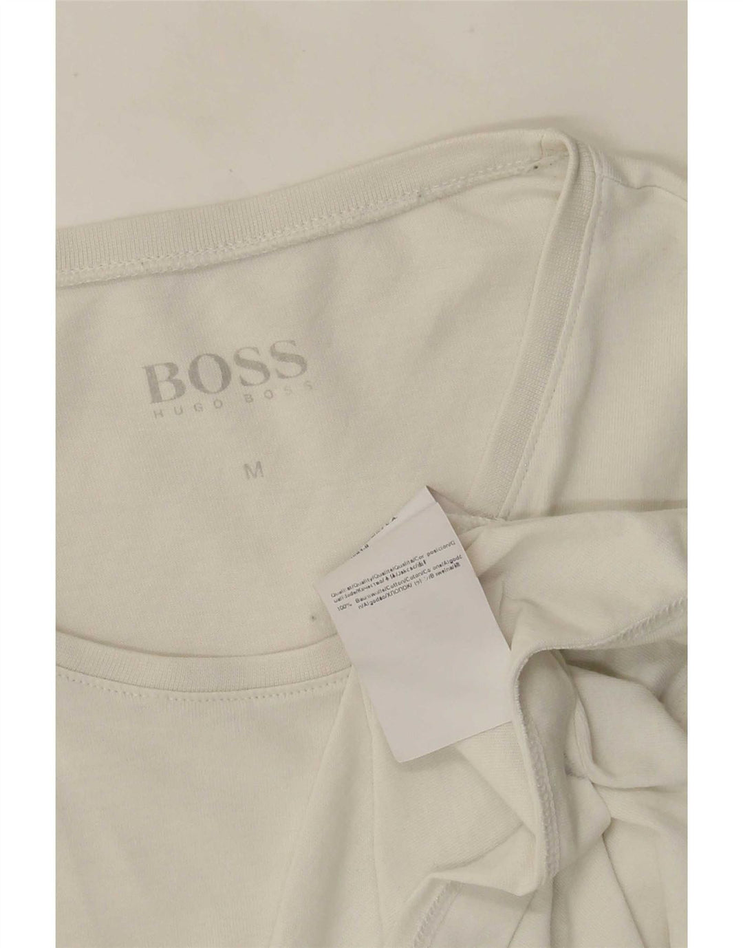 Hugo Boss Herren T-Shirt Top aus mittelweißer Baumwolle