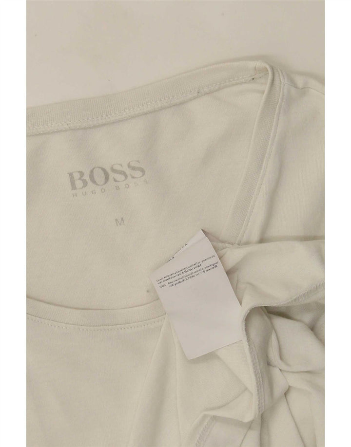 Hugo Boss Herren T-Shirt Top aus mittelweißer Baumwolle