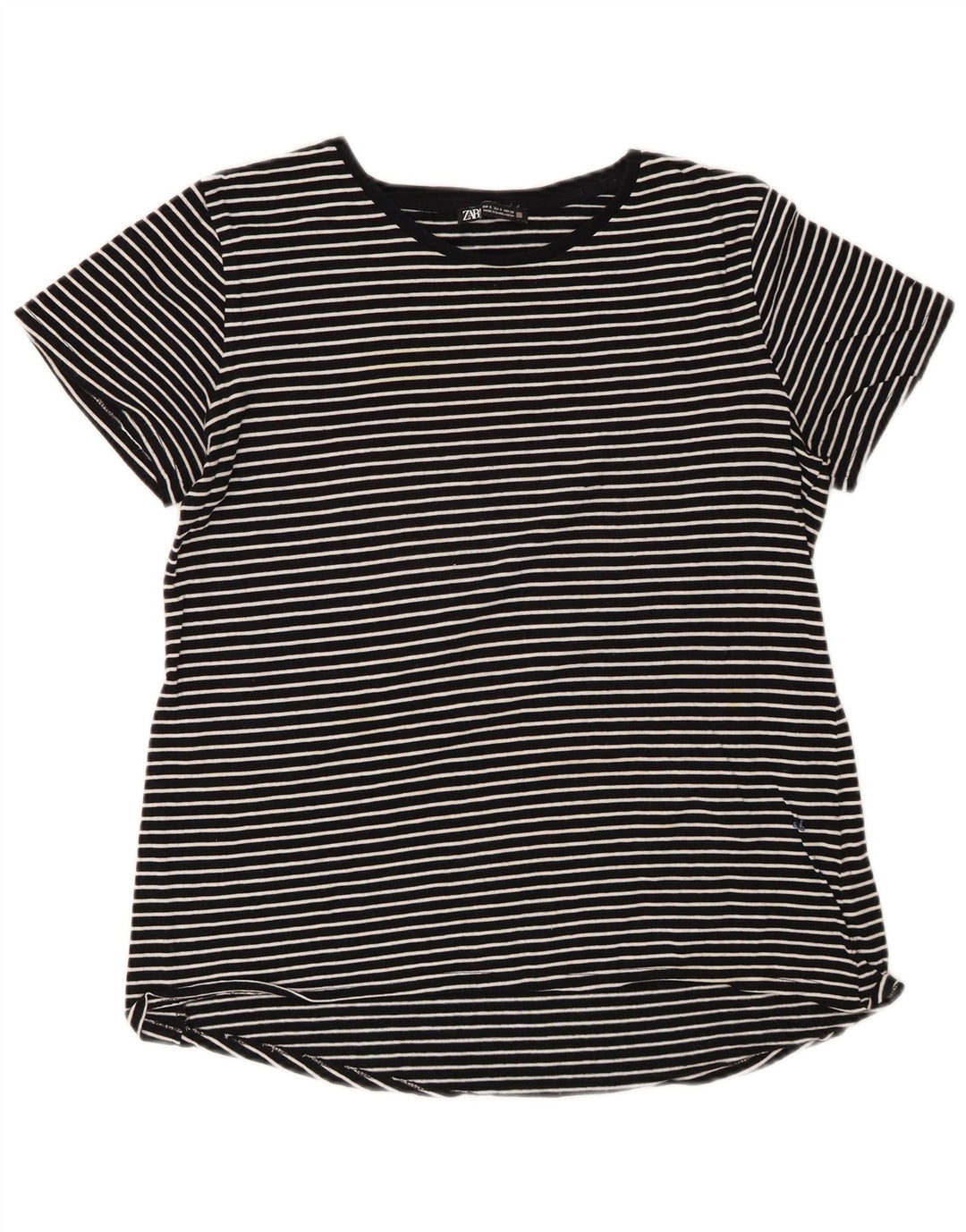 Zara Damen T-Shirt Top UK 10 Small Schwarz gestreift