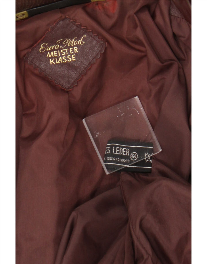 Vintage Damen Bomber Lederjacke IT 54 2XL Burgunder Leder