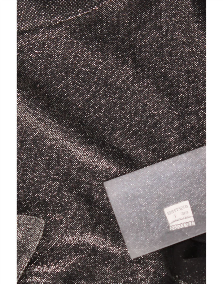 VINTAGE Übergroße Damen-Hemdbluse UK 16 Großes schwarz geflecktes Polyester