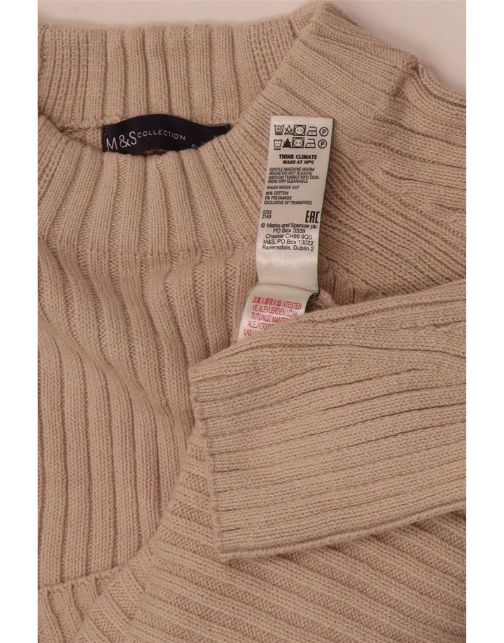 Marks & Spencer Damen Rollkragenpullover XS Beige Baumwolle