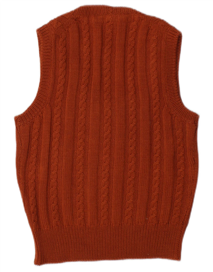 Vintage Damen Weste Tank Top UK 14 Mittelbraun