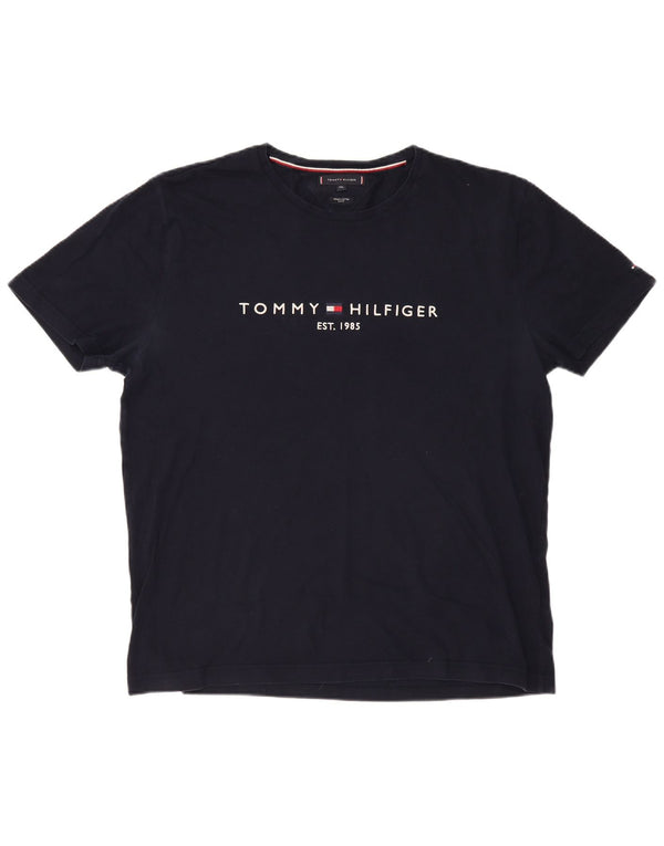 TOMMY HILFIGER Herren Slim Fit Grafik T-Shirt Top 2XL Marineblau Baumwolle