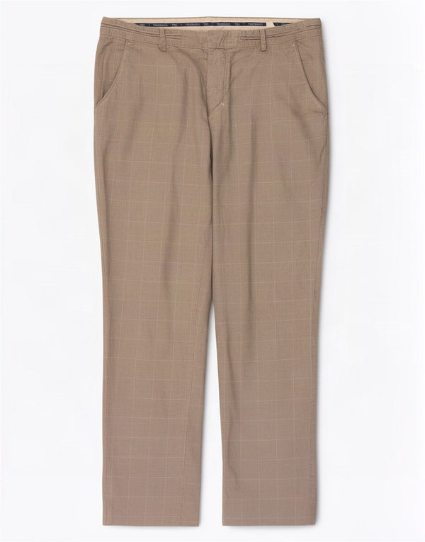Trussardi Herren-Chinohose mit geradem Schnitt, W36, L32, beige karierte Baumwolle