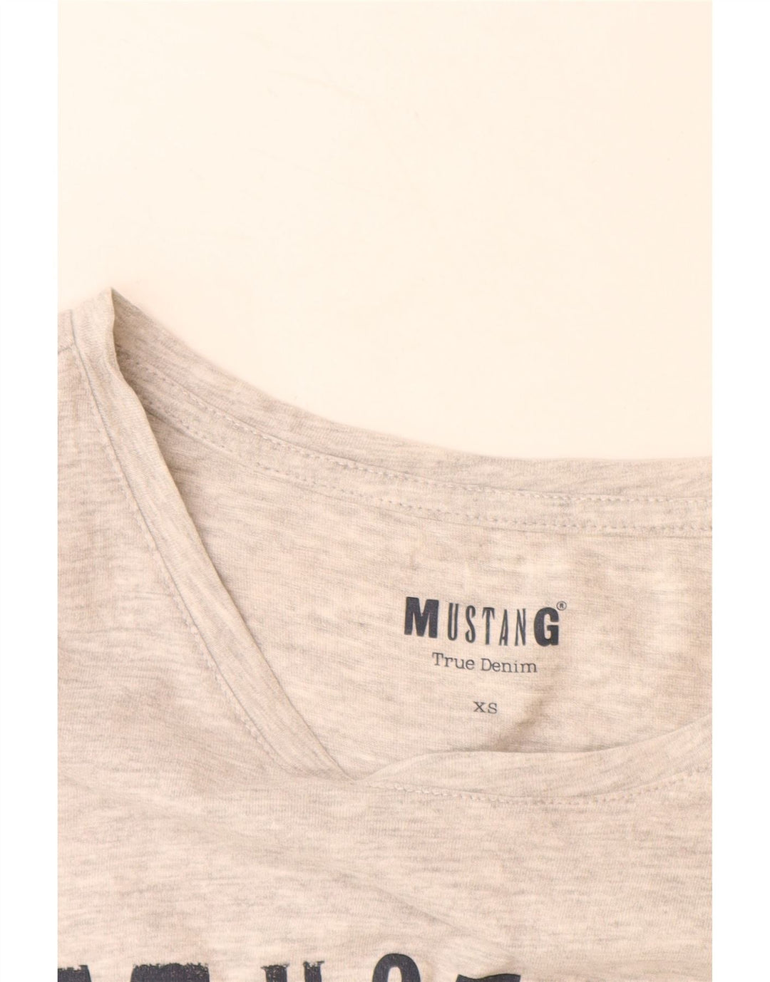 MUSTANG Damen Grafik-T-Shirt-Oberteil UK 6 XS Grau meliert