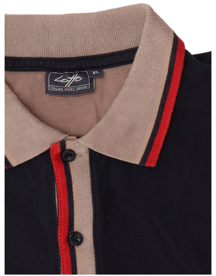 Lotto Herren Poloshirt XL Marineblau gestreift