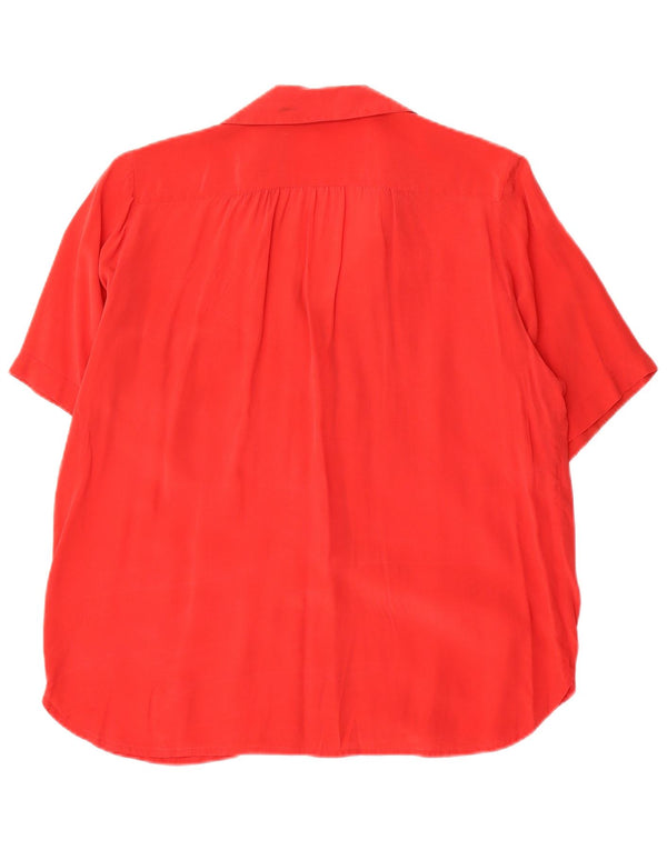 Vintage Damen Kurzarm-Hemdbluse UK 16 Large Rot